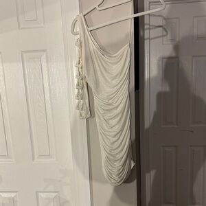 Charlotte Russe One-Shoulder White Draped Dress